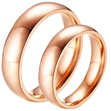 BCughia Freundschaftsringe Beste Freundin, Trauringe Rosegold Edelstahl Ringe Polierter Roségoldring 5mm Damengröße 57(18.1), Herrengröße 60(19.1)