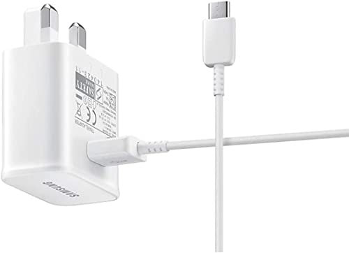 Izkan- For Samsung 15W Fast Adaptive 2A Mains Charger Adapter Plug With 1.5M TYPE-C Cable For Samsung S20,S10,A3(2017),A5(2017), A7(2017) and Compatible to All Other Samsung USB Type C Devices