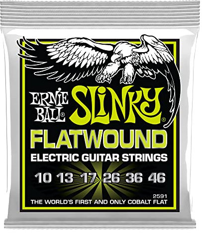 Ernie Ball Corde Regular Slinky Flatwound per chitarra elettrica, Scalatura 10-46