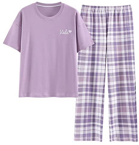 GOSO Mädchen Schlafanzug Set Pullover weiche Kurze Ärmel Lange Hose Nachtwäsche Mädchen Loungewear PJ Set