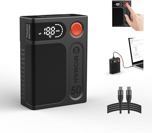 V-Mount Akku, Moman Power 50 Touch Klein V-Lock Batterie 50Wh/3450mAh mit Berührungstaste&LED Bildschirm 65W PD USB-C/A/D-Tap/DC 8.4V/BP Anschluss, Mini Battery für Kamera Monitor Smartphone Laptop