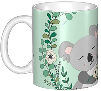 RFSHOP Taza de café Koala, 330 ml, taza de té de cerámica con asa para el hogar y la oficina