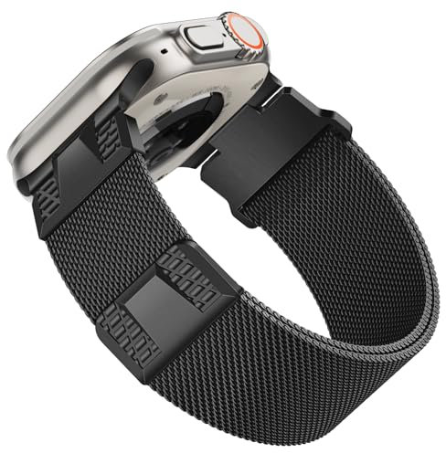 Bracelet milanais compatible avec Apple Watch Ultra 2 46 mm, 49 mm, 45 mm, 44 mm, 42 mm, magnétique, en acier inoxydable pour Apple Watch Ultra 2, Ultra, Series 10 9 8 7 6 5 4 3, graphite