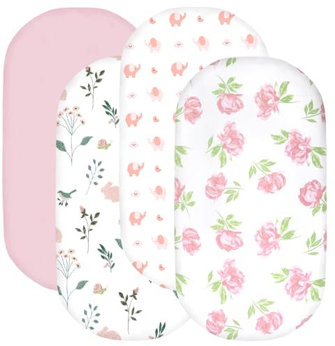 Little Grape Land Bettlaken Spannbettlaken für Babybett 4 Pack,Matratzenschoner für Laufgitter,Oeko-tex100 Moseskorb Stubenwagen babybay Spannbetttuch,Kinderwagen Matratzenbezug für Neugeborenes(Rosa)