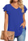 TAOHUADAO Womens Summer Casual Dressy Tops V-Neck Ruffle Short Sleeve Tunic Shirts Chiffon Comfy Blouse Large, Royal Blue