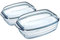 Ôcuisine® Large Rectangular Casserole Glass Dishes with Handles Oven Safe Borosilicate Glass Made in France (Rectangular Casserole Set of 2 (4.5LT & 6.7LT))