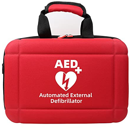 KEhtu Tragbarer Defibrillatorbehälter, AED-Aufbewahrungstasche, Notfall-Aufbewahrungstasche Mit Signalloch Für Die Fernbedienung, Auffälliges Kreuzsymbol, Geeignet Für Die AED120P-Serie