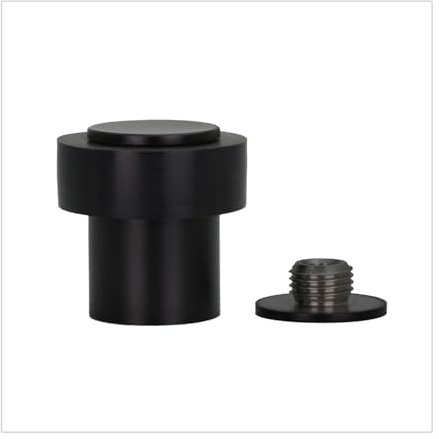 EVI Herrajes | Black Door Stop | Ø24x35mm | Floor Mounted | Black Lacquered Stainless Steel | Silicone Protection | Includes Screw + Fastening Plug | Model I-18124X35-NG