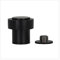 EVI Herrajes | Black Door Stop | Ø24x35mm | Floor Mounted | Black Lacquered Stainless Steel | Silicone Protection | Includes Screw + Fastening Plug | Model I-18124X35-NG