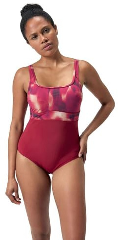 Speedo Maillot de Bain 1 Pièce Effet Galbant Contoureclipse pour Femme - Plage et Vacances - Magenta Brume, Rose Délicat, Rouge Basque - Taille 38