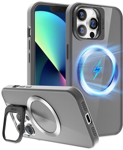SOOFUN for iPhone 13 Pro Case with Stand, for iPhone 13 Pro Case Compatible with Magsafe Phone Case, for iPhone 13 Pro Case Shockproof, Magnetic Cases Built-In Camera Protector Stand Cover (Black)