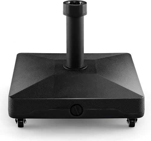 COSTWAY Pied de Parasol Carré, Base de Lestage en HDPE avec 4 Roues Universelles Verrouillables, Support de Parasol Robuste, Charge 16 KG d'eau ou 24,5 KG de Sable, 45 x 44 x 40 cm (L x l x H)