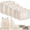 Koffer Organizer Set, 10 Stück Travel Packing Cubes, Kofferorganizer Packtaschen Set Packwürfel mit Kleidertaschen Schuhbeutel, Reise Gadgets-Beige
