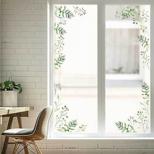 Wandtattoo Loft Fensterbilder Frühling mit Farn Frühling Motiv – 2 Stück A2 Bogen, Wiederverwendbar – Frühlingsdeko Fenster, Frühlingsbild Fenster, Fensterdeko Frühling, Fensterfolie Frühling