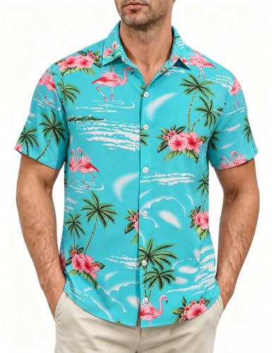 Gavliuu Hawaii Hemd Männer Kurzarm Sommerhemd Tropical Hawaiihemd | Freizeit, Blumen, Aloha, Hawaii, Strand, Urlaub, Reisen, Party, Alltag, Sommer, Regular Fit, Tropical