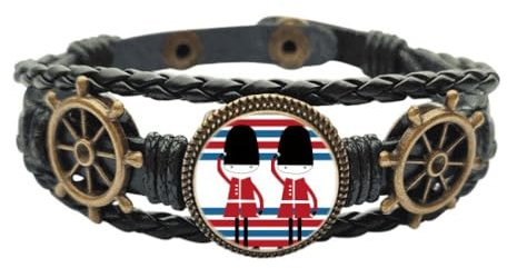Buntes Soldaten-Armband mit britischer Wahrzeichen-Flagge, Leder, geflochten, Ozean-Armband, M, Metall