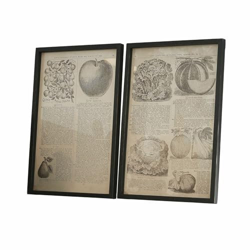 Loberon Bild 2er Set Bravent, Klassischer Botanikdruck, Nostalgischer Charme, Wanddekoration, Wohn-Accessoires, Wandschmuck, Kiefernholz, schwarz/weiß