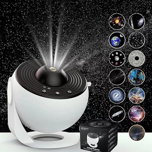 Wallfree Skylight Projector, Skylight Projector, Galaxy Projector, HD Image Star Projector Galaxy Light Adjustable Knob, 12 in 1 Night Light Galaxy Projector Starry Sky 360° Rotate (Black White)
