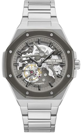 Kenneth Cole New York Herren Automatikuhr - Skelett-Zifferblatt, achteckige Lünette, elegantes und professionelles Design