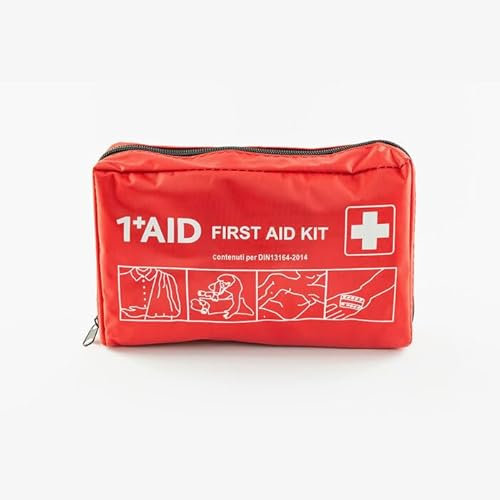 Rocard ® | Kit di Pronto Soccorso professionale per auto, casa, viaggio, barca, moto| Borsa di emergenza completa per medicazione | Made in Italy | Borsa in Nylon | Conforme Alla Norma DIN 13164