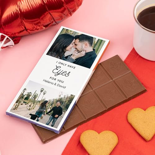 Wanapix | Tablette de Chocolat Personnalisée | Cadeau Original Saint Valentin/Anniversaire | 80gr | Chocolat au Lait | I only have eyes for you