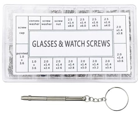 Eyeglass Repair Kit - 1000pcs Eye Glasses Screwdriver Kit | Glasses Tool Kit | Portable Sunglasses Screws Nuts | Screws and Nuts for Glasses | Sunglasses | Watches | Mobile Phones | Tablets