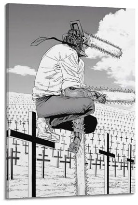 UWASCISF Anime Chainsaw Man Poster Sad Chainsaw Poster Decorative Painting Canvas Wall Posters And Art Picture Print Modern Family Bedroom Decor Posters 20x30inch(50x75cm)