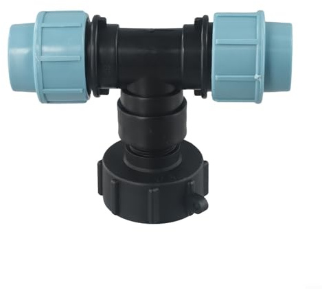 S60X6 IBC Tankdeckel-Adapter-Anschluss, kompatibel mit 20/25/32 mm PE-Armaturen für sichere Verbindungen (T-Stück-Auslass 32 mm)