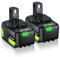 2X 18V 8.0Ah/8000mAh Batteries au Lithium pour Ryobi P108 RB18L40 P108 RB18L25 P108 RB18L15 RB18L13 P107 P108, P122 P104 P105 P102 P102 P108 2003