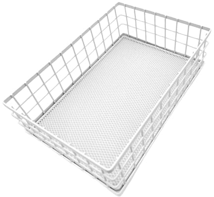 predolo Metal Wire Storage Baskets, 24.5x16.5x7cm Metal Wire Storage Organizer Baskets, Stackable Organizer Bins for Kitchen, Pantry, Bathroom, Laundry Room, Cabinet, Closet, Refrigerator, White