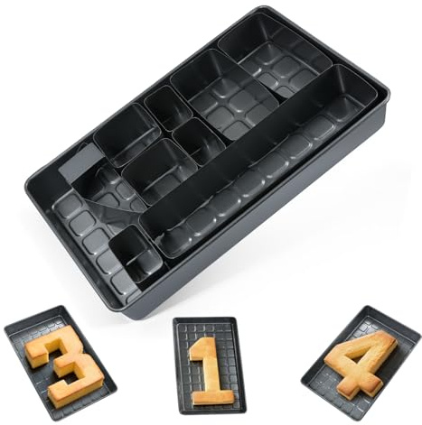 LUOJINYI Antihaft Backformen Set, Backform Zahlen- und Buchstaben, Groß Verstellbar Aluminium Kuchenform, DIY Backen Formen Set für Ausstechformen Hochzeit Geburtstag Taufe