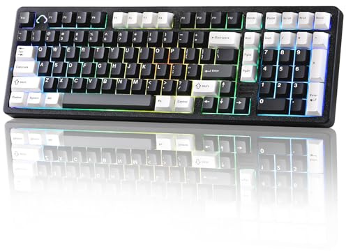 YUNZII AL98 Tastiera Meccanica Gaming Senza Fili, Tastiera Gamer in Alluminio, BT/2.4Ghz/USB-C, RGB, QMK/VIA Programmabile, Hot-Swap Tasti PBT per Win/Mac (Nero, Milk V2 Linear Switch)