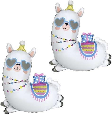 Gleemix Folienballon Tiere Set, 2 Stück Alpaka Luftballons, 64x75 cm XXL Helium Luftballons Lama, Alpaka deko Folienballon, Tier Luftballons für Geburtstage, Dschungelparty Deko