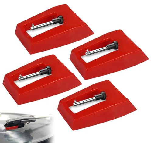 WUYJI Agujas para tocadiscos,4 agujas universales para tocadiscos, agujas de repuesto de diamante para tocadiscos, adecuadas para discos LP, fonógrafos y cartuchos para tocadiscos.