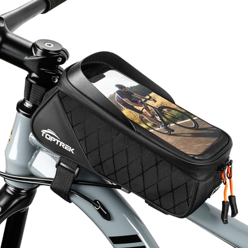 toptrek Fahrrad Rahmentasche Wasserdicht für Smartphone mit Touchscreen | Fahrradtasche Rahmen für 6.8 Zoll Smartphone | Handytasche Fahrrad für Ebike, Gravelbike Montainbike, Rennrad