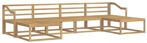 vidaXL Outdoor-Sofagarnitur 6 pcs Weiß Massivholz Akazie, Moderne Akazien-Gartenmöbel, wetterfester Sofa-Set, stylische Sitzgelegenheit für Terrasse und Pool