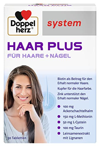 Doppelherz system HAAR PLUS – Mit Biotin als Beitrag für den Erhalt normaler Haare und Kupfer als Beitrag für den Erhalt der natürlichen Haarfarbe – 30 Tabletten