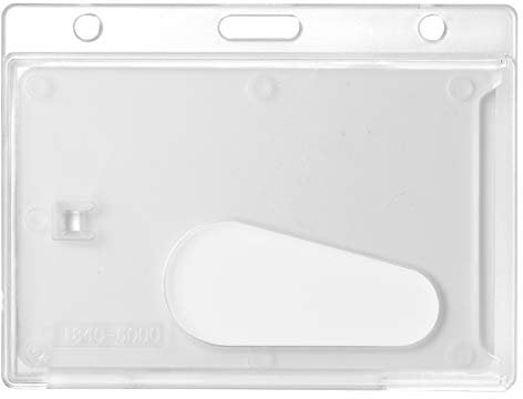 Porte-carte avec trou oblong porte-badge transparent horizontal en plastique rigide, pochettes pour cartes d’identification et badge