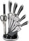 Royalty Line - Set di 8 coltelli in acciaio inox con speciale griglia di filatura RL-KSS700, manici neri