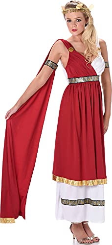 Karnival Costumes Impératrice romaine, Costume romain pour femme Carnaval - Rouge/Blanc/Or - Taille S