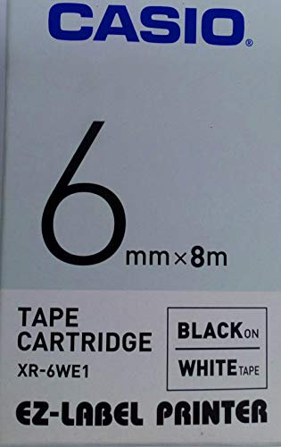 CASIO EZ-Label Printer XR-6WE1 Schriftband selbsthaftend 6 mm x 8,0 m schwarz auf weiß