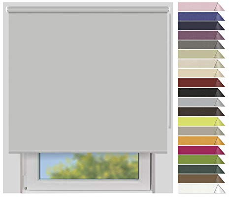 EFIXS Verdunklungsrollo Medium - 25 mm Welle - Breiten: 120-240 cm - Höhen bis 240 cm - Hier: 120 cm x 240 cm (Stoffbreite x Höhe) - hellgrau (7921) - lichtundurchlässig - Blickdicht