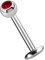 Modern Nature Piercingschmuck Titan Labret Lippenstecker 4 mm Platte in 1,2 x 6 mm + Kugel mit Stein in rot