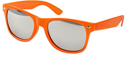 Ciffre Nerdbrille Sonnenbrille Stil Brille Pilotenbrille Vintage Look Neon Orange verspiegelt WSO