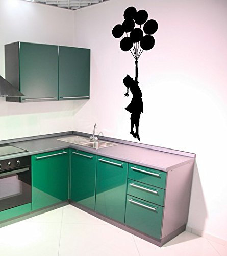 (19 x 50 cm, Motiv Banksy Wandtattoo, Motiv: Mädchen mit Luftballons Escapism/Street Art Decor Wandaufkleber, Wandsticker Home DIY, inklusive zufällig Aufkleber Geschenk!