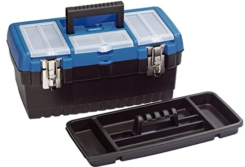 Draper 53878 Tool Organiser Box with Tote Tray, 400mm, Multicolor