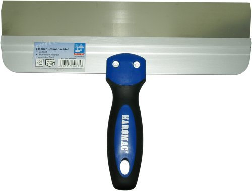 HAROMAC Flächen-Dekospachtel, 250mm, Softgriff & Alurücken, rostfreier Edelstahl, Fassadenspachtel, Flächenspachtel