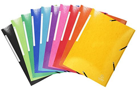 Exacompta 55829E Premium Einschlagmappe Iderama. Aus beschichteten Colorspan-Karton DIN A4 mit 2 Gummizügen und 3 Klappen 1 Stück Zufallsfarbe Sammelmappe Dokumentenmappe