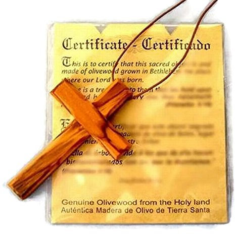 Gran Christian Cruz colgante de madera de olivo hjw