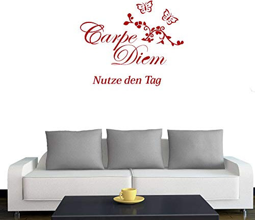 A601 Wandtattoo Carpe Diem 70cm x 60cm rot (erhältlich in 40 Farben und 3 Größen)